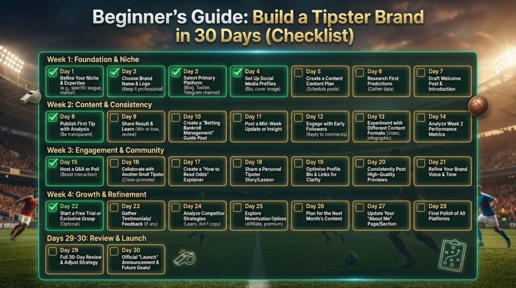 Beginner’s Guide: Build a Tipster Brand in 30 Days (Checklist)