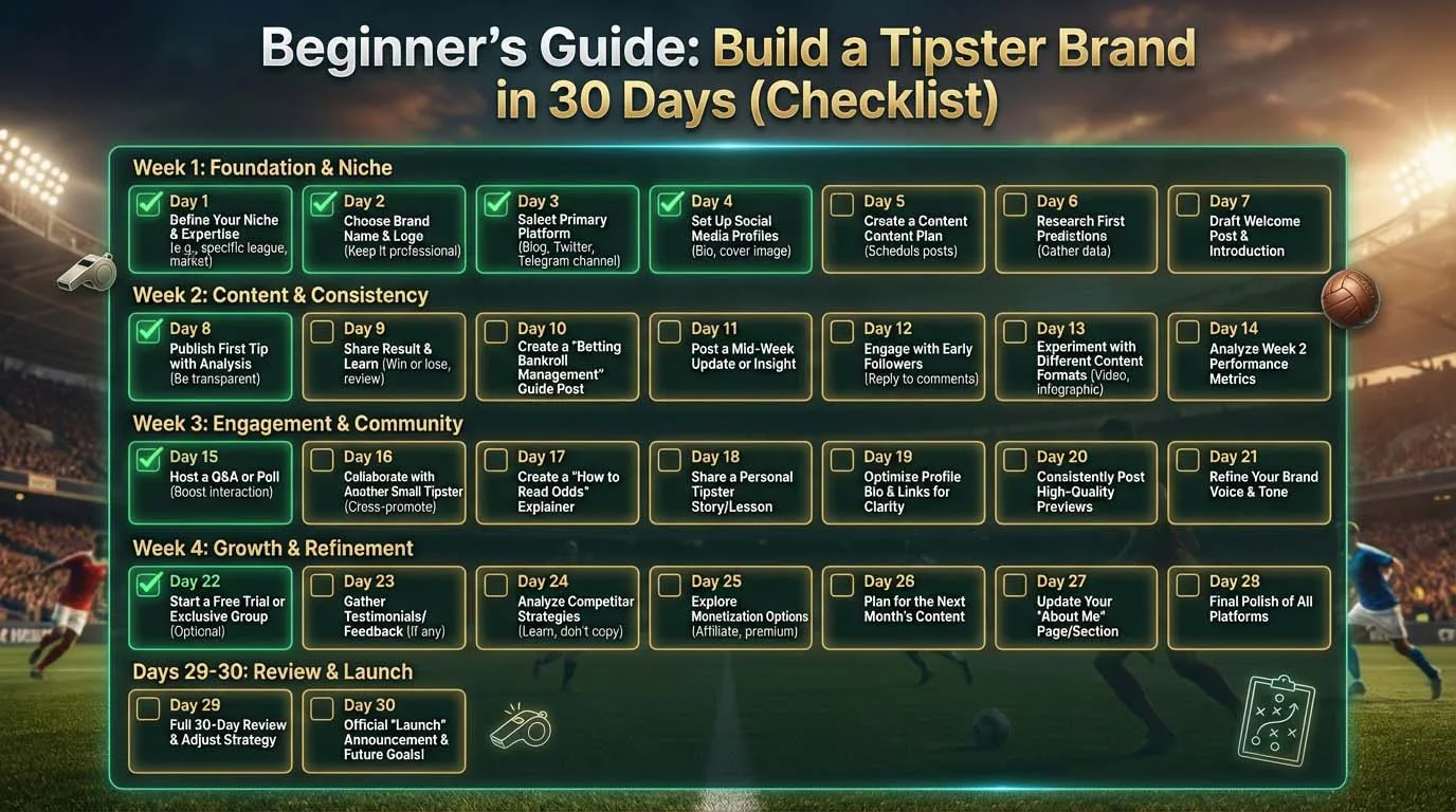 Beginner’s Guide: Build a Tipster Brand in 30 Days (Checklist)